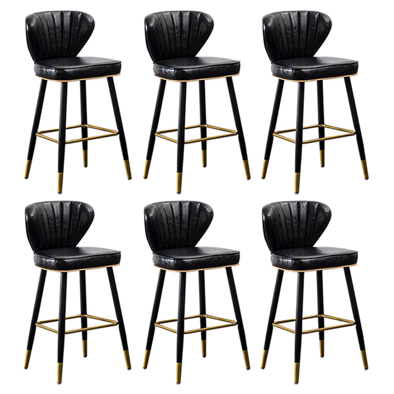 Modern Metal Barstool Faux Leather  Counter Stool with Iorn 4 Legs