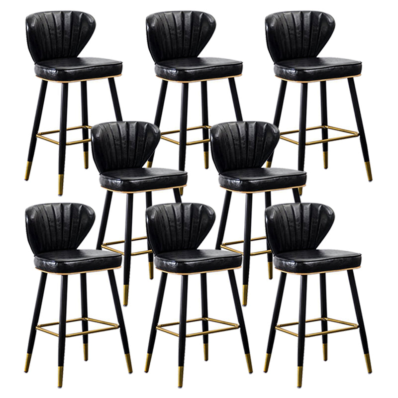 Modern Metal Barstool Faux Leather  Counter Stool with Iorn 4 Legs