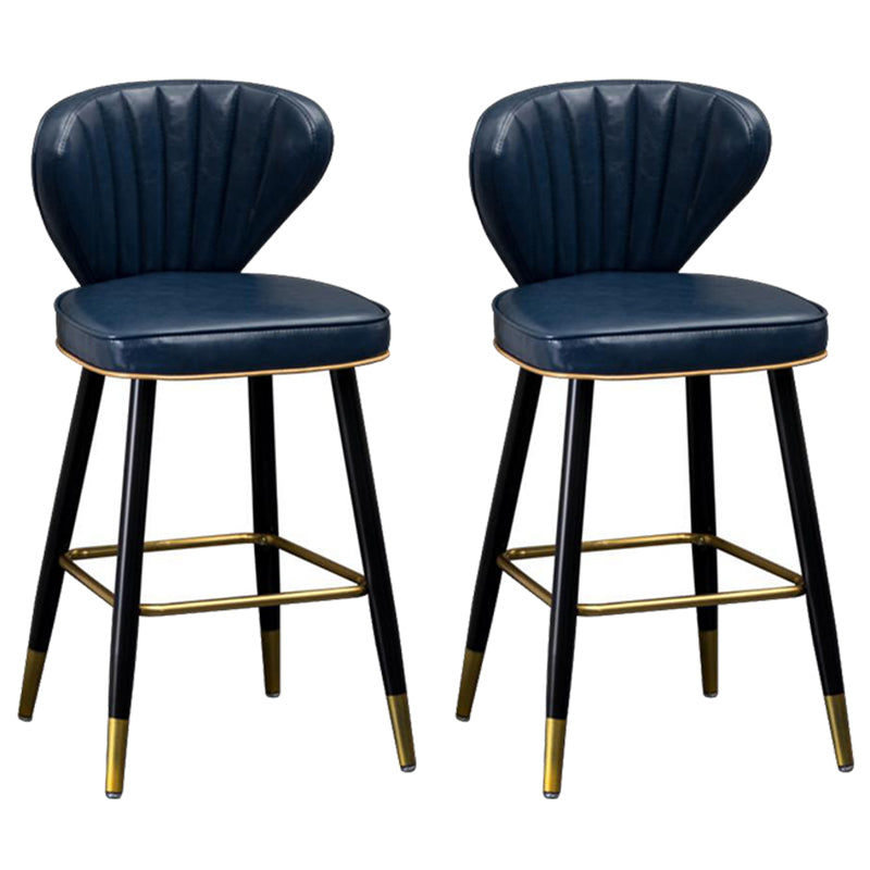 Modern Metal Barstool Faux Leather  Counter Stool with Iorn 4 Legs