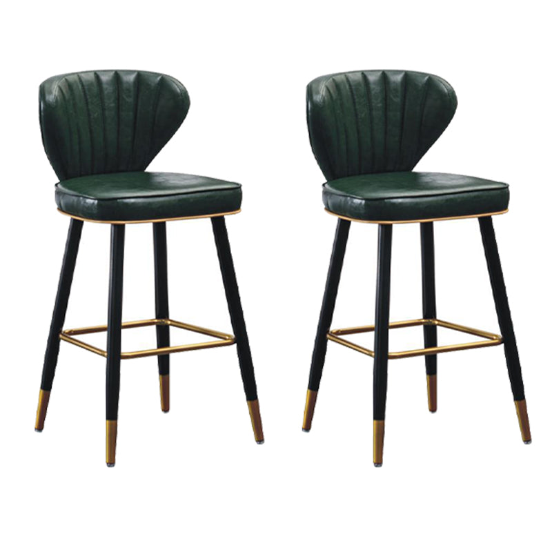 Modern Metal Barstool Faux Leather  Counter Stool with Iorn 4 Legs