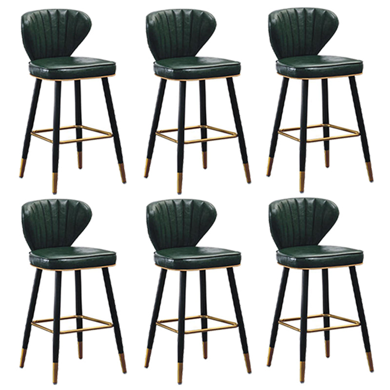 Modern Metal Barstool Faux Leather  Counter Stool with Iorn 4 Legs