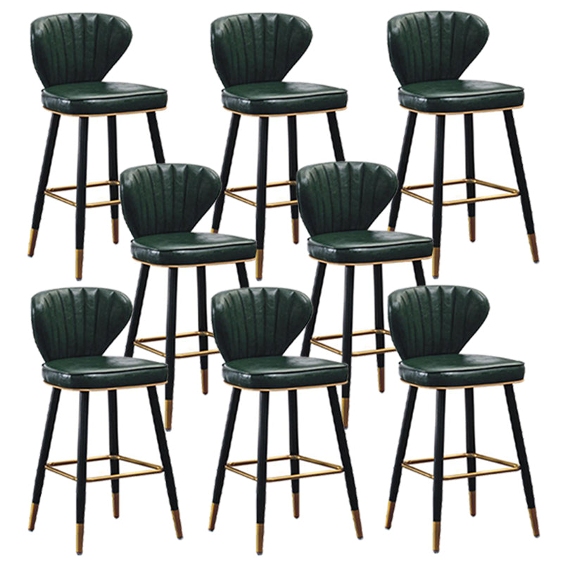 Modern Metal Barstool Faux Leather  Counter Stool with Iorn 4 Legs