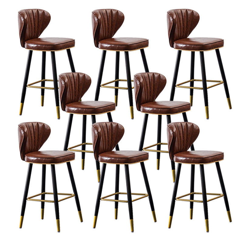 Modern Metal Barstool Faux Leather  Counter Stool with Iorn 4 Legs