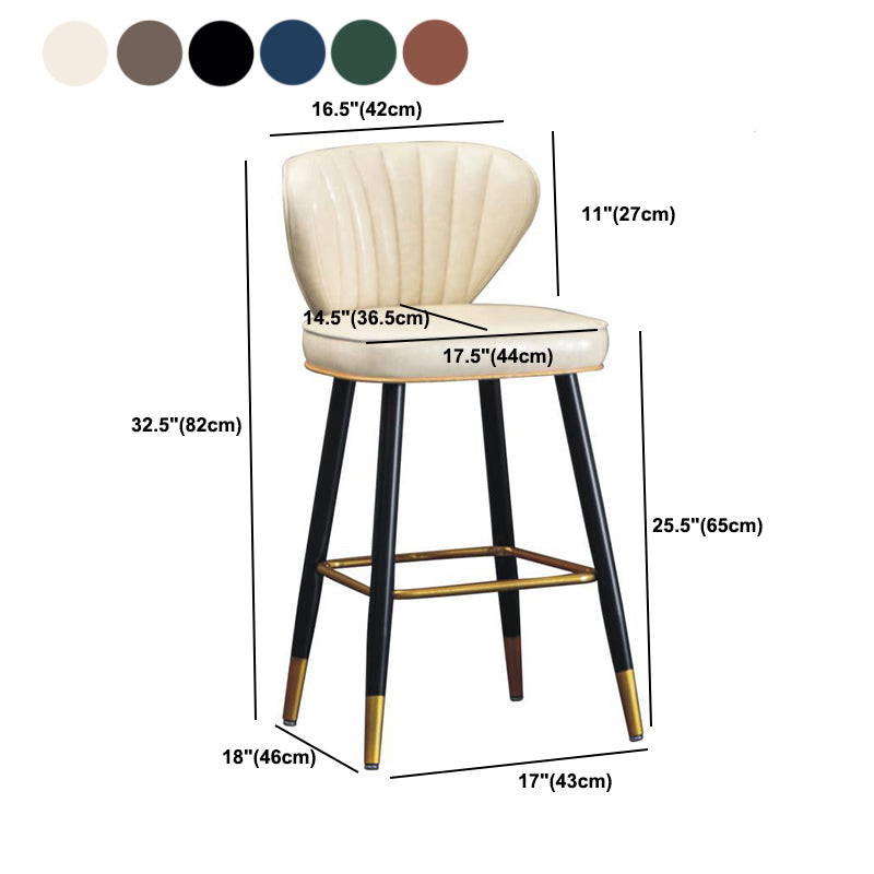 Modern Metal Barstool Faux Leather  Counter Stool with Iorn 4 Legs