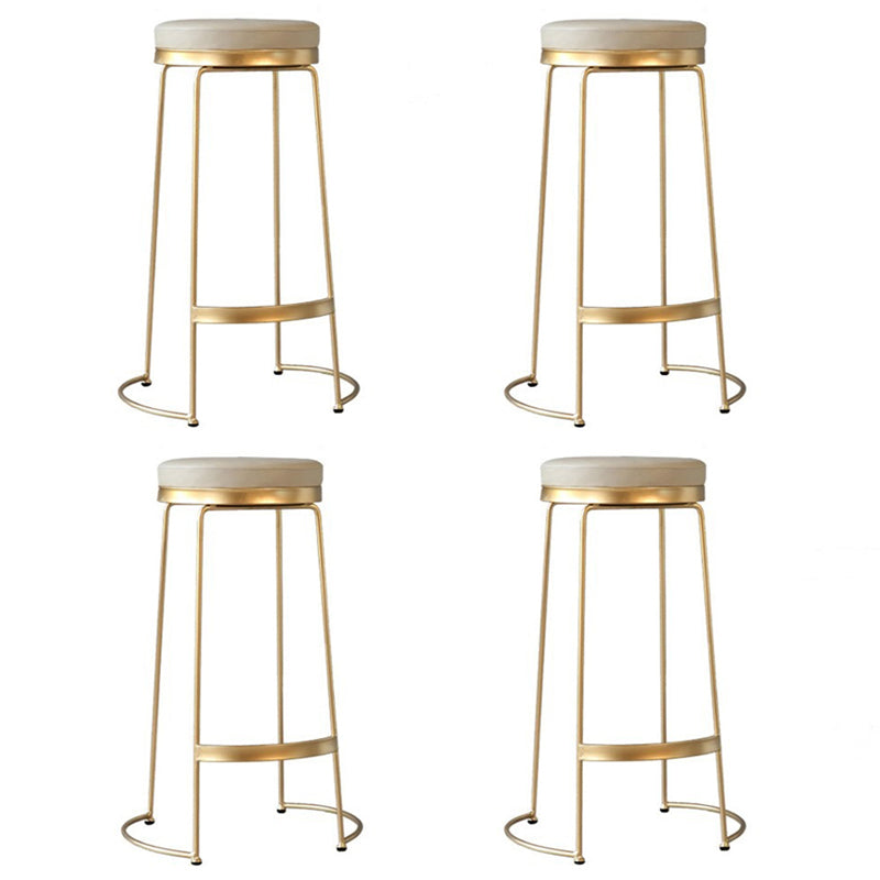 Contemporary Metal Barstool Faux Leather Backless Counter Stool with Iorn 4 Legs