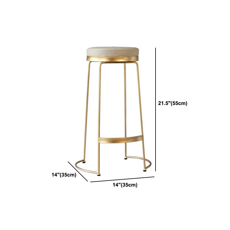 Contemporary Metal Barstool Faux Leather Backless Counter Stool with Iorn 4 Legs