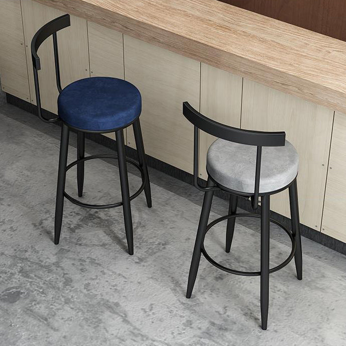 Contemporary Metal Barstool Fabric Upholstered Counter Stool in Matte Finish for Indoor