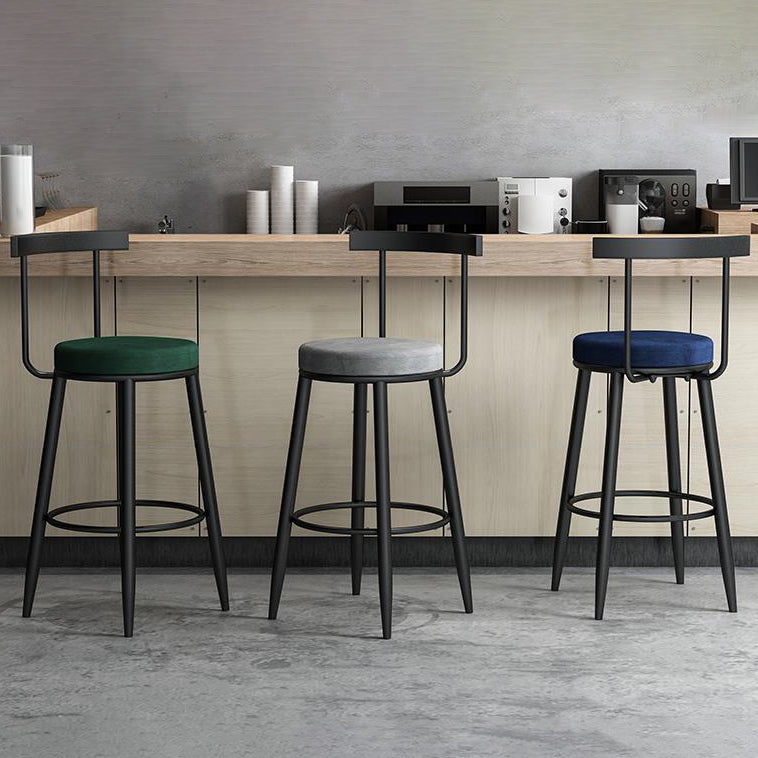 Contemporary Metal Barstool Fabric Upholstered Counter Stool in Matte Finish for Indoor