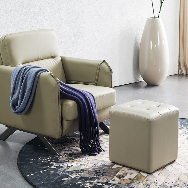 Contemporary Tufted Ottoman Water Resistant Leather Foot Stool Square Ottoman