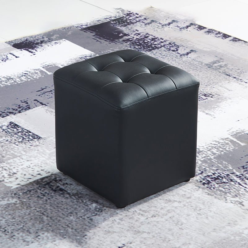 Contemporary Tufted Ottoman Water Resistant Leather Foot Stool Square Ottoman