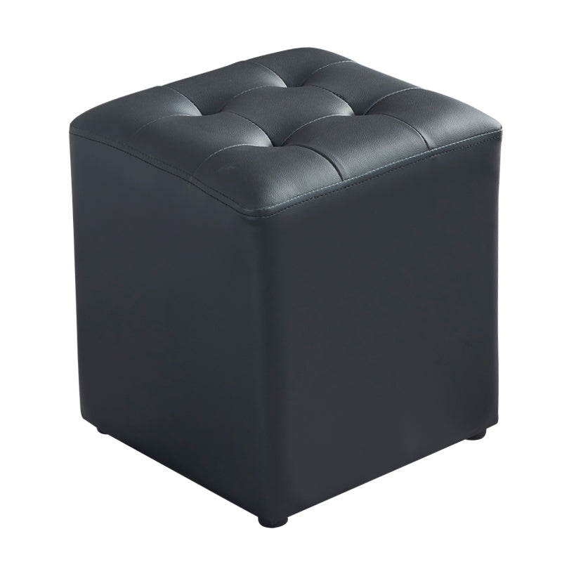 Contemporary Tufted Ottoman Water Resistant Leather Foot Stool Square Ottoman