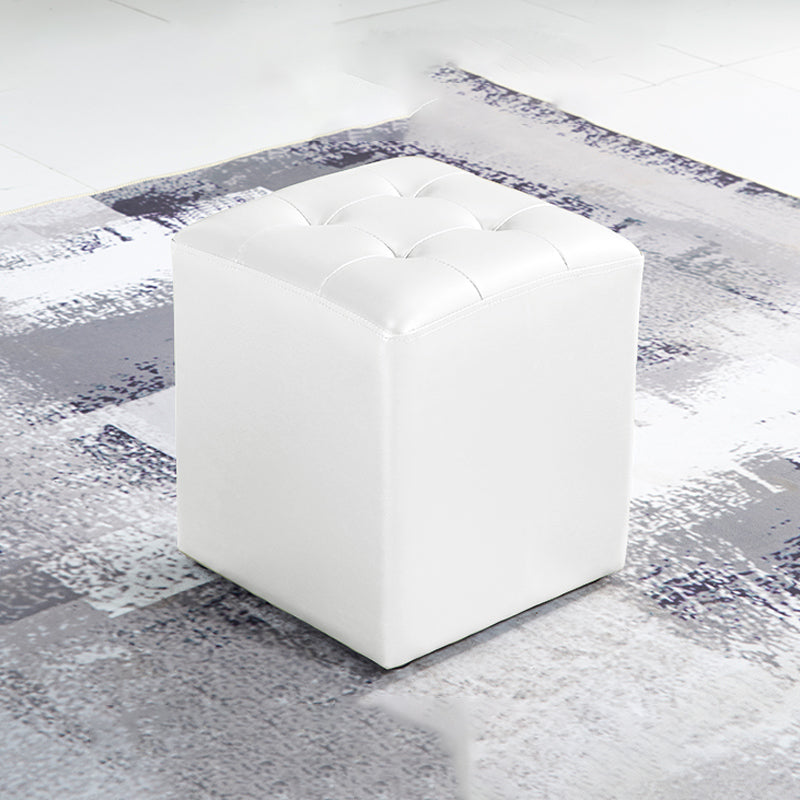 Contemporary Tufted Ottoman Water Resistant Leather Foot Stool Square Ottoman