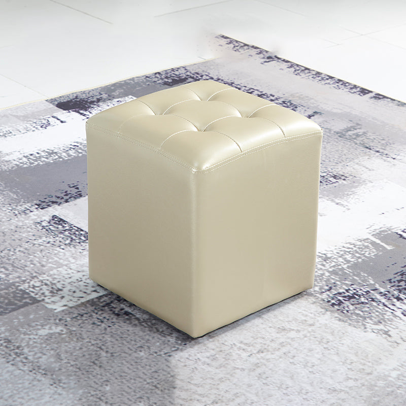 Contemporary Tufted Ottoman Water Resistant Leather Foot Stool Square Ottoman