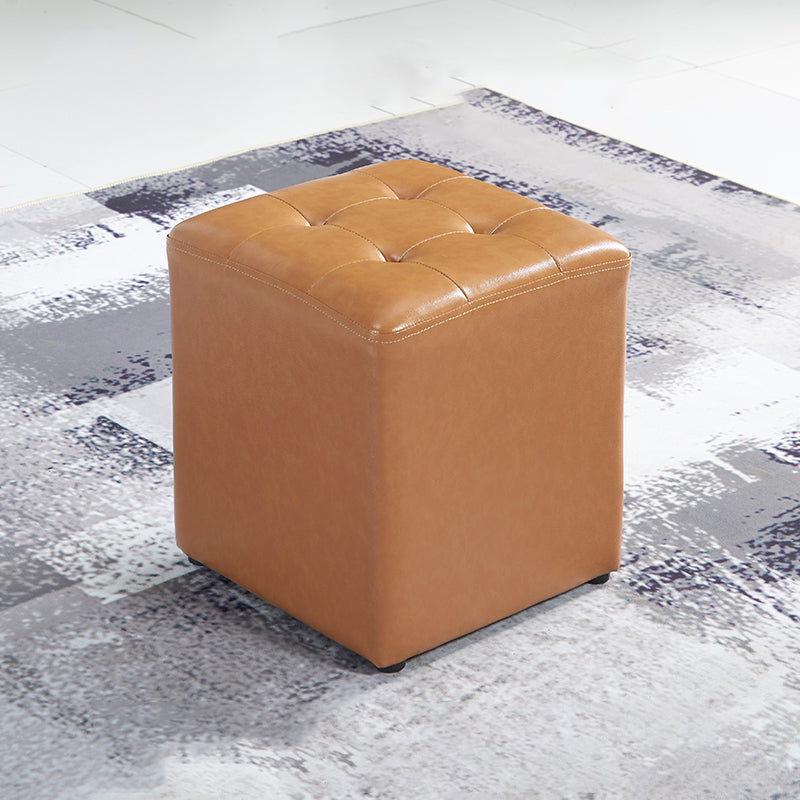 Contemporary Tufted Ottoman Water Resistant Leather Foot Stool Square Ottoman