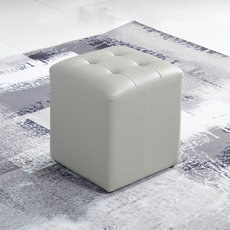 Contemporary Tufted Ottoman Water Resistant Leather Foot Stool Square Ottoman