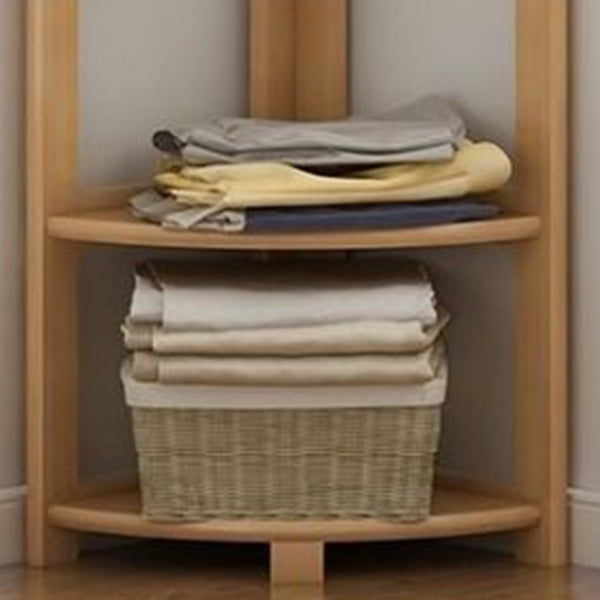 Wooden Coat Rack Two Storage Shelves and Hanging Rail Hall Stand Coat Rack