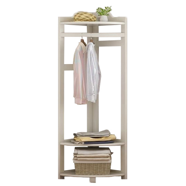 Wooden Coat Rack Two Storage Shelves and Hanging Rail Hall Stand Coat Rack