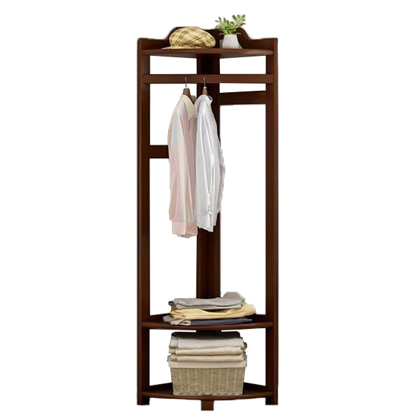 Wooden Coat Rack Two Storage Shelves and Hanging Rail Hall Stand Coat Rack