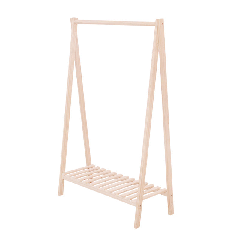 Modern Free Standing Solid Wood Coat Rack with Storage Shelving