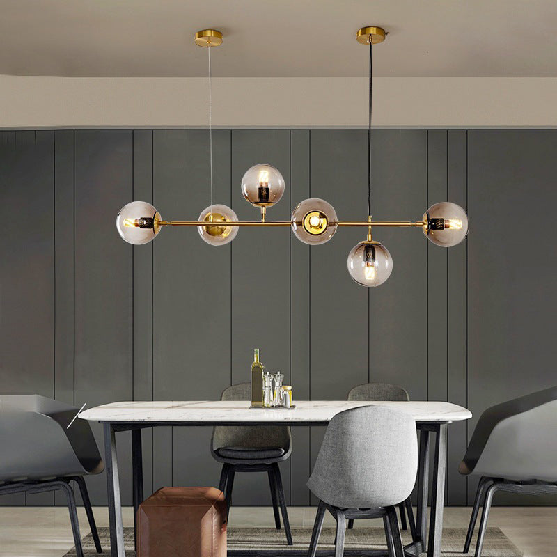 4 / 6 - Light Ceiling Pendant Fixture Metal and Glass Ball Shade Kitchen Island Light
