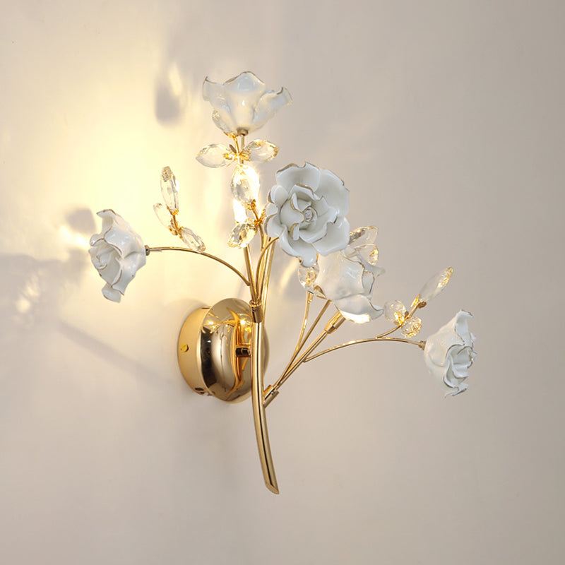 Crystal Flower Shape Wall Light Modern Multi Lights Wall Light Sconce
