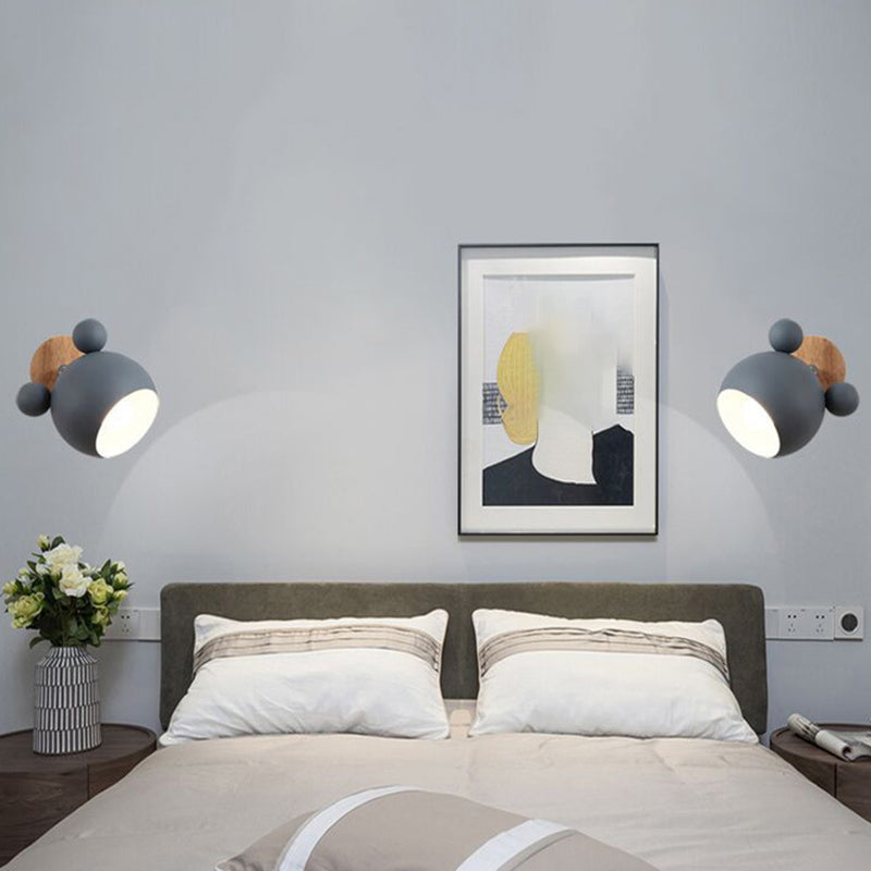 Children Flush Mount Wall Light Polish Finish Wood Lighting for Home