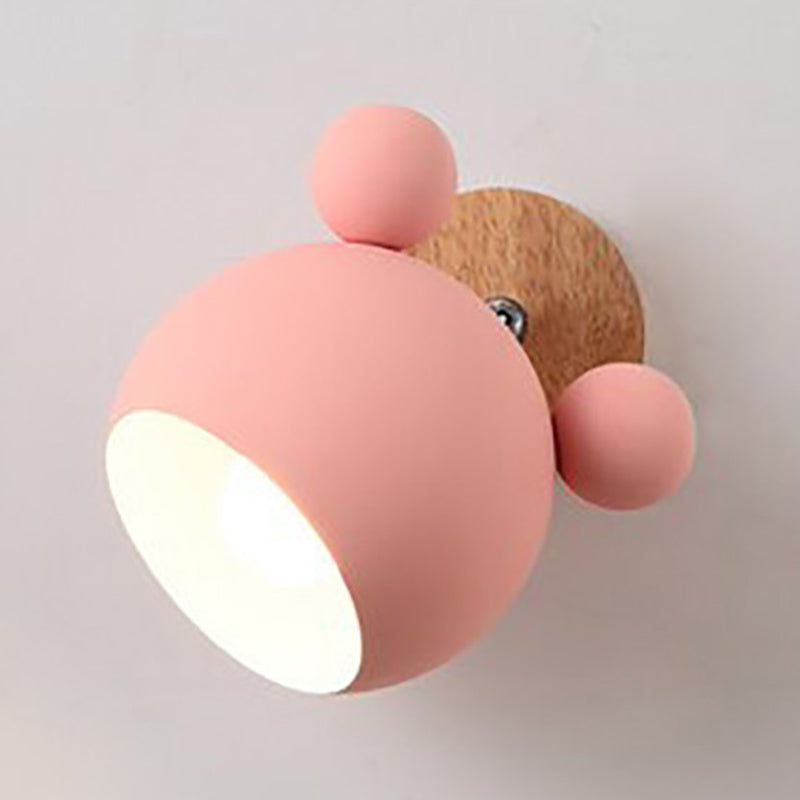 Children Flush Mount Wall Light Polish Finish Wood Lighting for Home