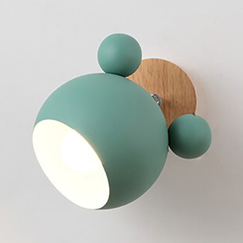 Children Flush Mount Wall Light Polish Finish Wood Lighting for Home