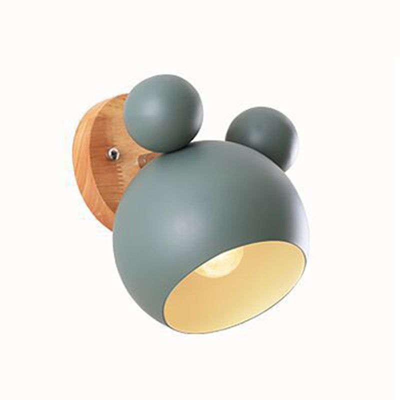 Children Flush Mount Wall Light Polish Finish Wood Lighting for Home