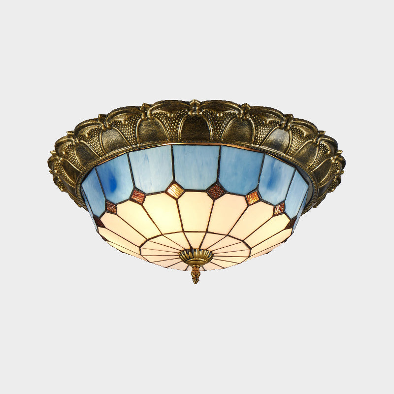Tiffany LED Ceiling Light Geometric Glass Flush Mount for Living Room