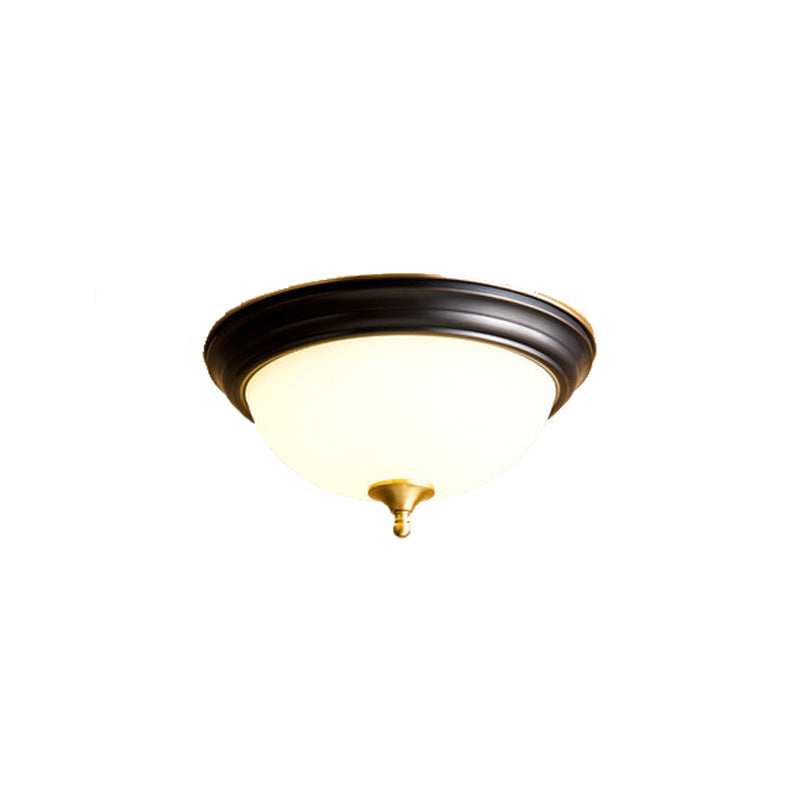 Brass Geometric Ceiling Fixture Traditional Frosted Glass Flush Mount for Corridor