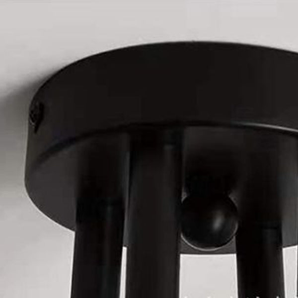 Black Radial Ceiling Light Bare Bulb Semi Flush Mount for Interior Spaces