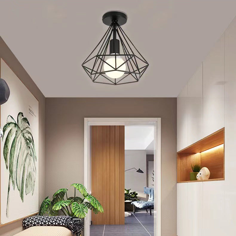 Industrial Vintage Ceiling Light Iron 1-Light Flush Mount for Corridor