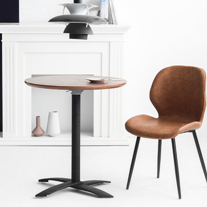 Modern Pedestal Wooden Coffee Table Round Top Shape Folding Cocktail Table