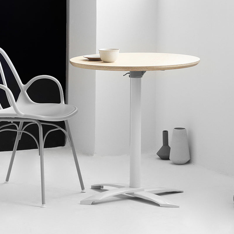 Modern Pedestal Wooden Coffee Table Round Top Shape Folding Cocktail Table