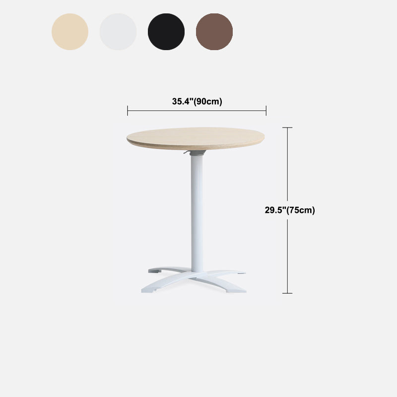 Modern Pedestal Wooden Coffee Table Round Top Shape Folding Cocktail Table