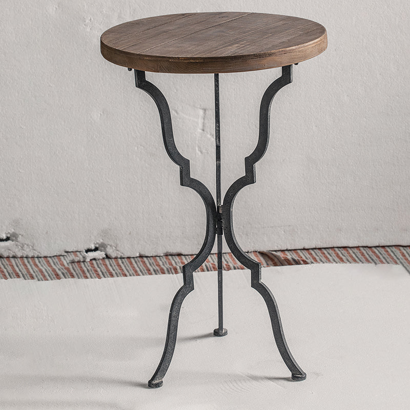 French Country Distressed Wooden Coffee Table Round Top Cocktail Table for Living Room