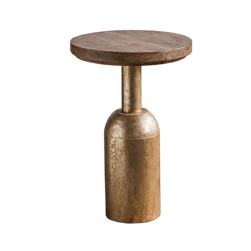 French Country Distressed Wooden Coffee Table Round Top Cocktail Table for Living Room