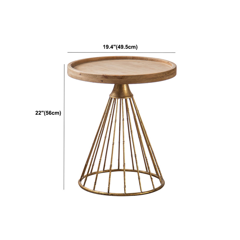 French Country Distressed Wooden Coffee Table Round Top Cocktail Table for Living Room