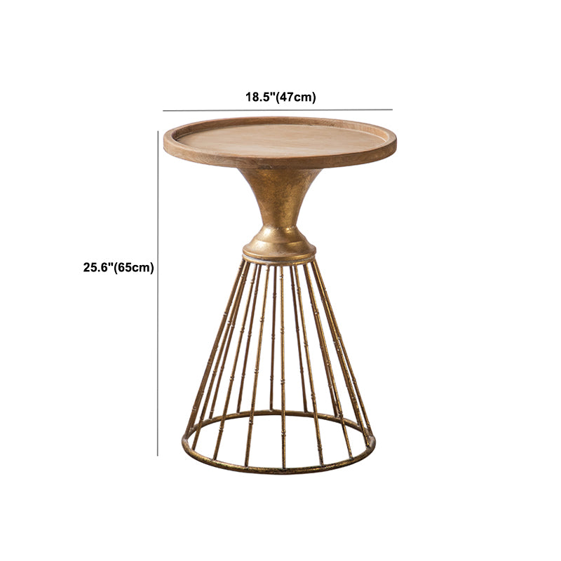 French Country Distressed Wooden Coffee Table Round Top Cocktail Table for Living Room