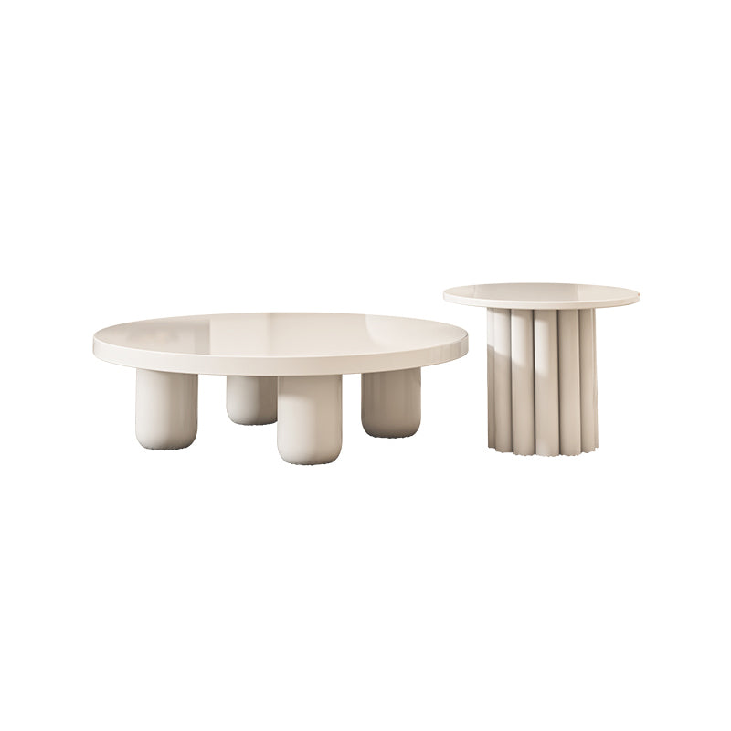 Solid Wood 4 Legs Coffee Table Round Minimalist Coffee Table