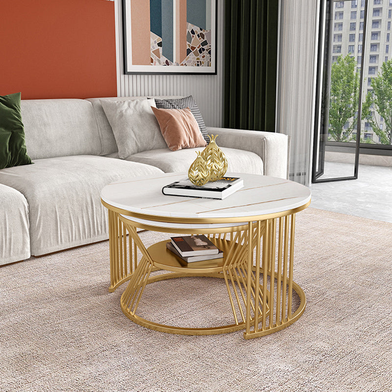 2 Piece Bunching Tables Slate Round Modern Minimalist Coffee Table