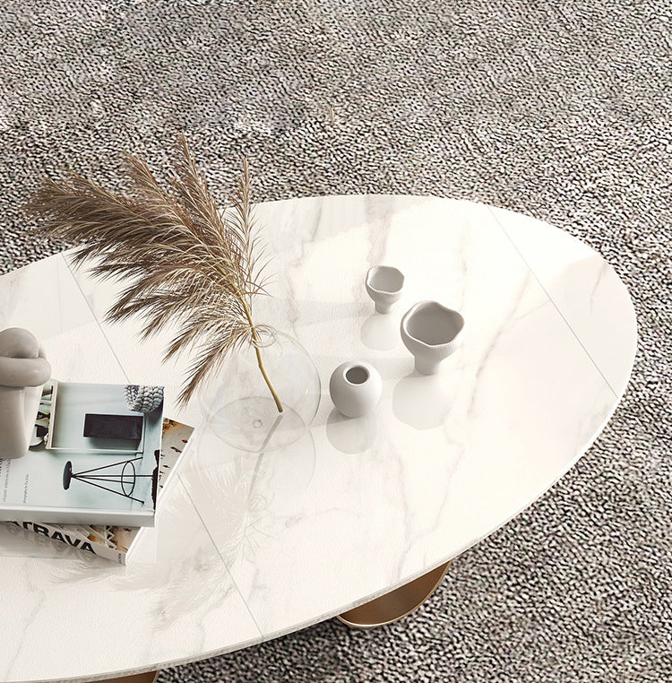 1 Slate Coffee Table Oval Modern Minimalist Coffee Table for Living Room