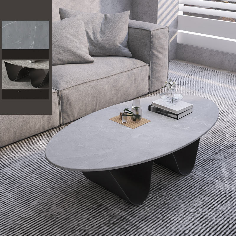 1 Slate Coffee Table Oval Modern Minimalist Coffee Table for Living Room