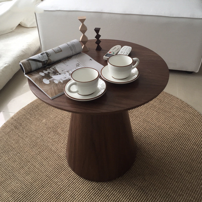 Scandinavian Pedestal Coffee Table Round Wooden Coffee Table Set for Living Room