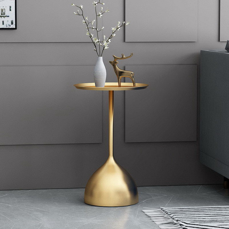 21" Tall Mid-Century Metal Round Tray Top Side Table Pedestal End Table