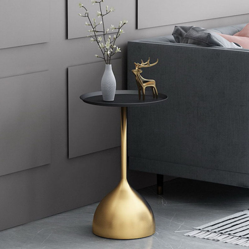 21" Tall Mid-Century Metal Round Tray Top Side Table Pedestal End Table