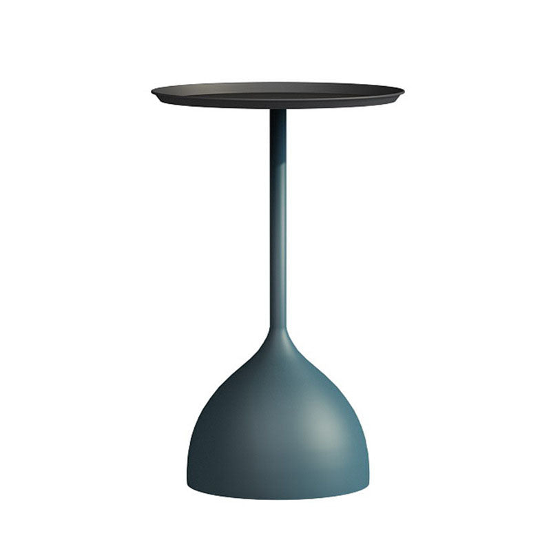 21" Tall Mid-Century Metal Round Tray Top Side Table Pedestal End Table