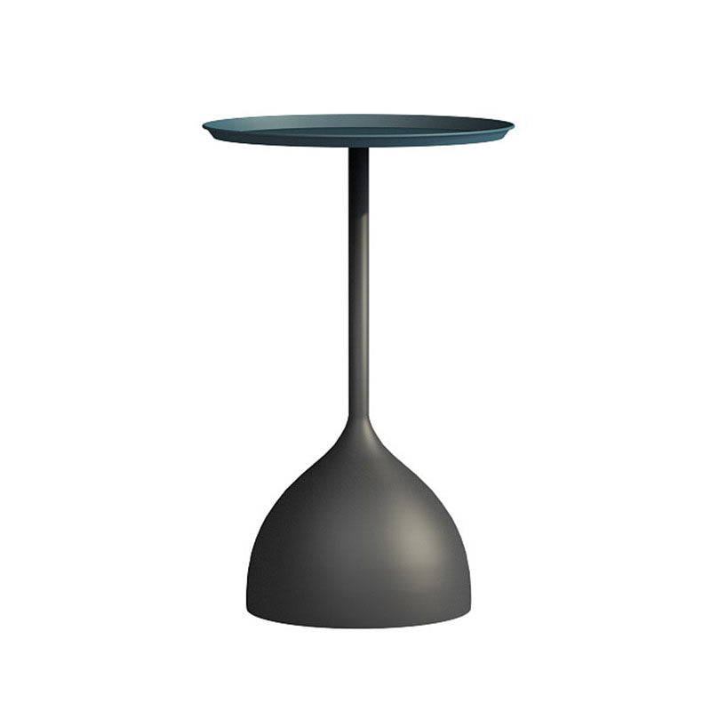 21" Tall Mid-Century Metal Round Tray Top Side Table Pedestal End Table