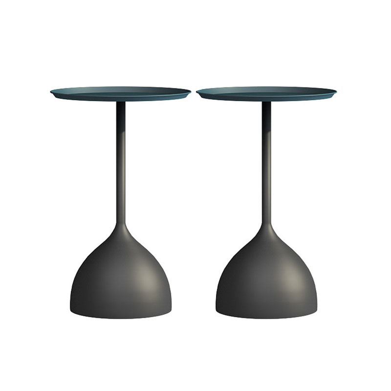 21" Tall Mid-Century Metal Round Tray Top Side Table Pedestal End Table